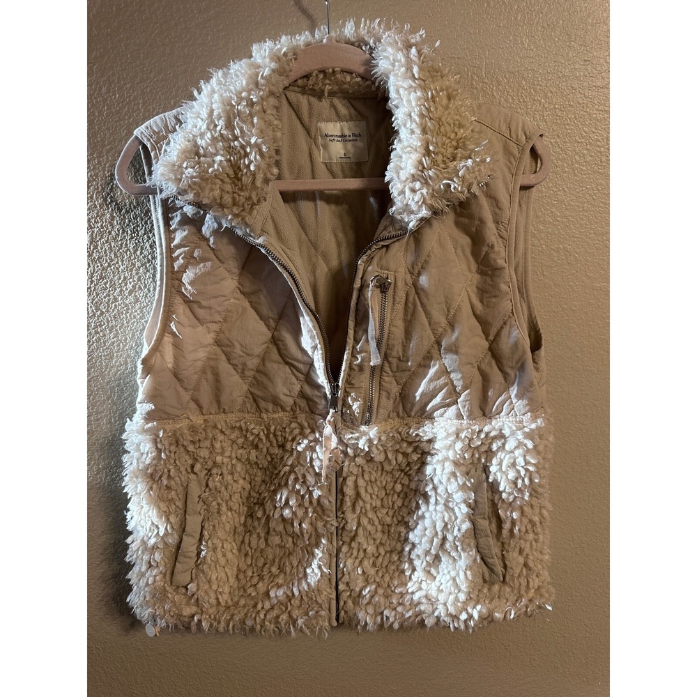 Abercrombie & Fitch‎ Fleece Vest Quilted Puffer Sherpa Trim Small